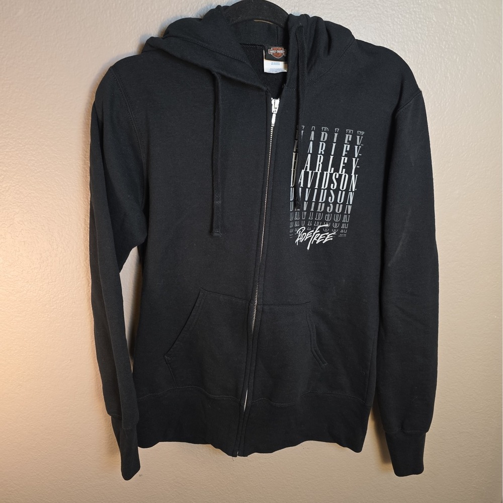 Women's Medium HARLEY-DAVIDSON Ride Free Wyoming Zip Front Hoodie Black